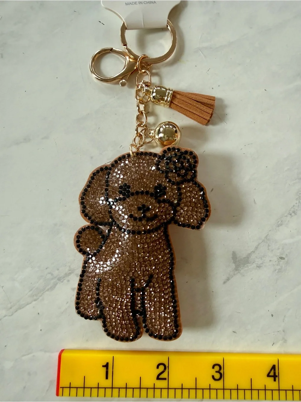 ✨ NWT Rhinestone Goldendoodle Dog Puffy Bag Charm & Keychain ✨